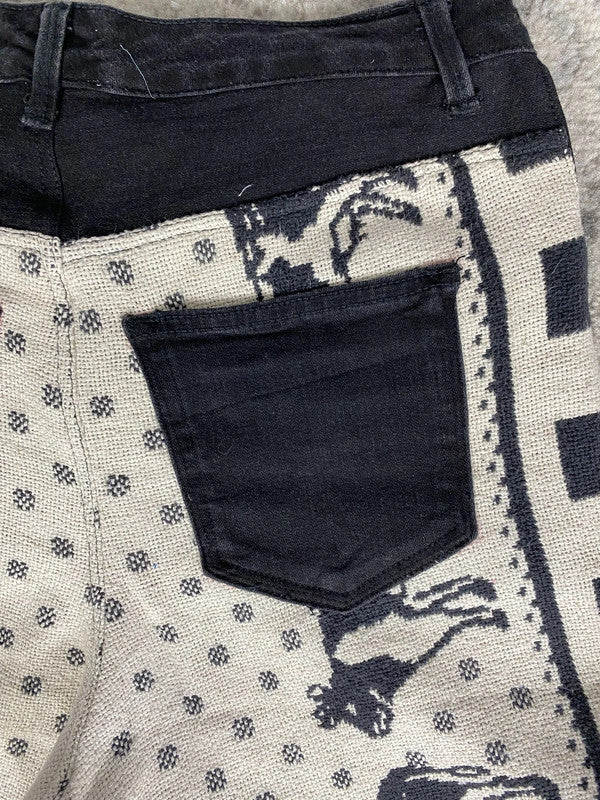 Pantalon baggy en tapisserie design unique vintage fait main upcyclé retravaillé taille M n•421