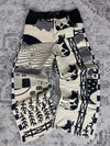 Pantalon baggy en tapisserie design unique vintage fait main upcyclé retravaillé taille M n•421
