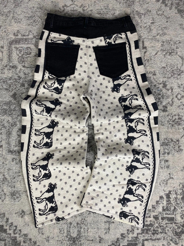 Pantalon baggy en tapisserie design unique vintage fait main upcyclé retravaillé taille M n•421