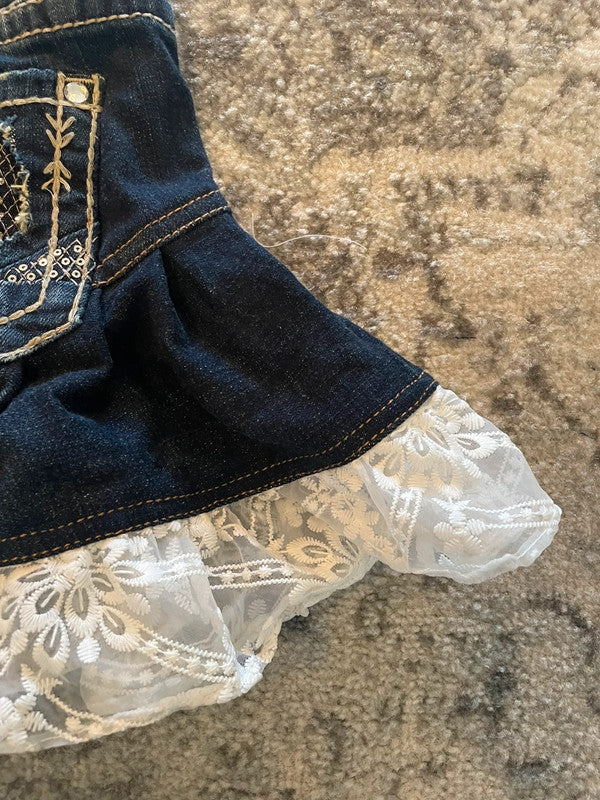 Jupe dentelle y2k custom handmade grunge goth emo skirt jean taille S n•325