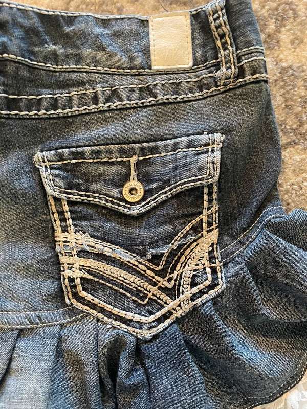 Jupe dentelle y2k custom handmade grunge goth emo skirt jean taille S n•327