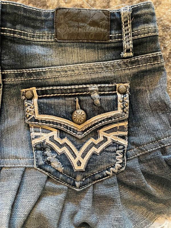 Jupe dentelle y2k custom handmade grunge goth emo skirt jean taille S n•328