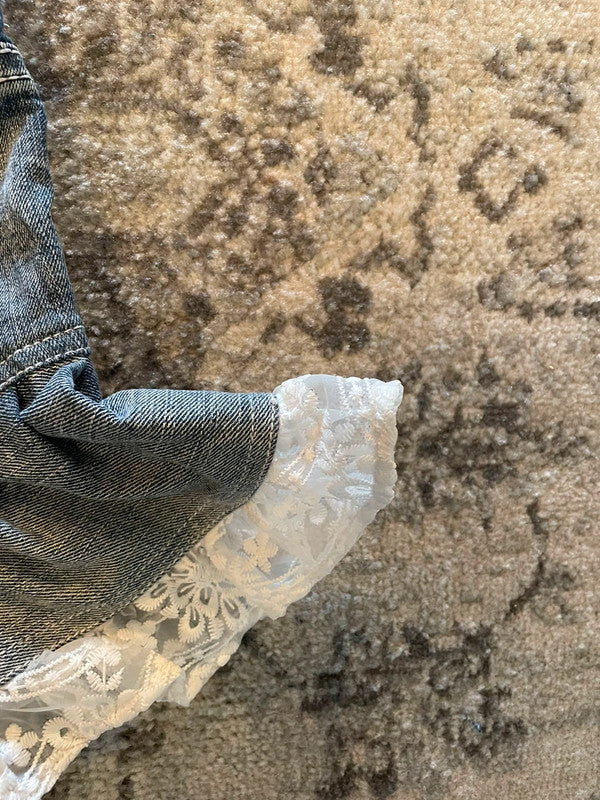 Jupe dentelle y2k custom handmade grunge goth emo skirt jean taille S n•328