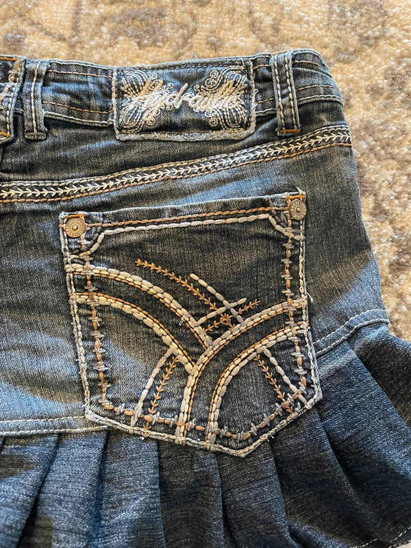 Jupe dentelle y2k custom handmade grunge goth emo skirt jean taille S n•330