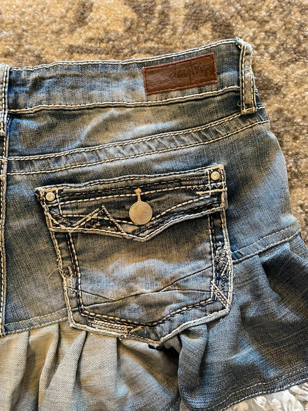 Jupe dentelle y2k custom handmade grunge goth emo skirt jean taille M n•331