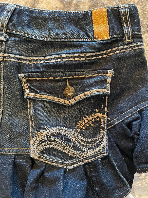 Jupe dentelle y2k custom handmade grunge goth emo skirt jean taille M n•332