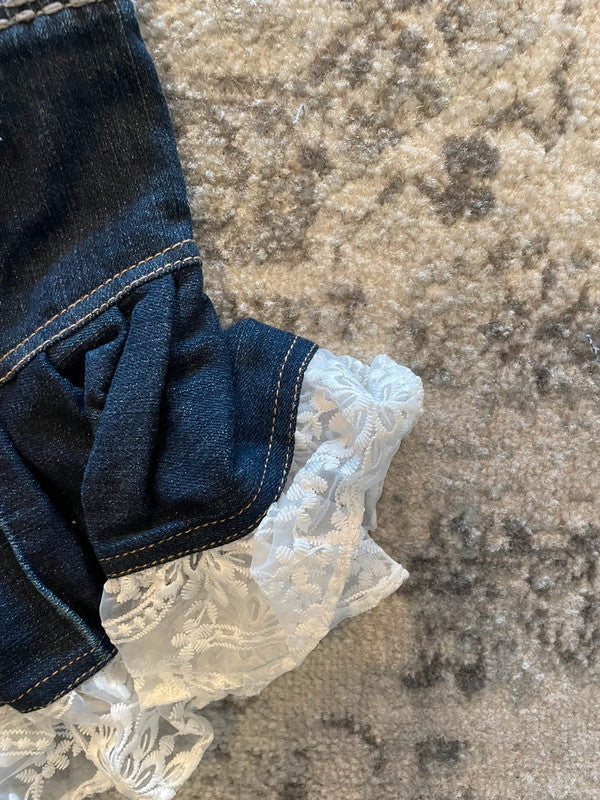 Jupe dentelle y2k custom handmade grunge goth emo skirt jean taille M n•332