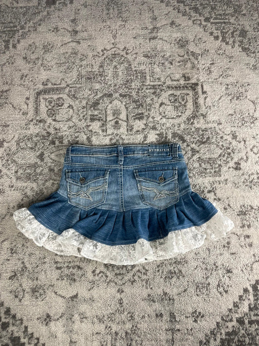 Jupe dentelle y2k custom handmade grunge goth emo skirt jean taille L n•334