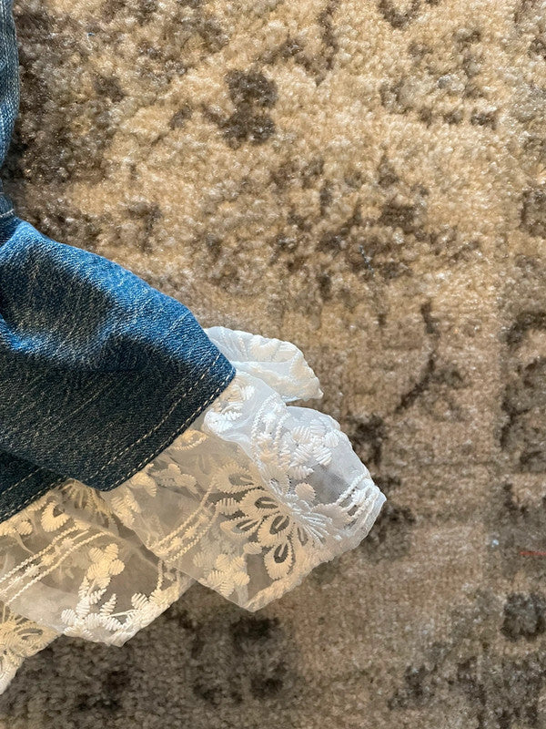 Jupe dentelle y2k custom handmade grunge goth emo skirt jean taille L n•334