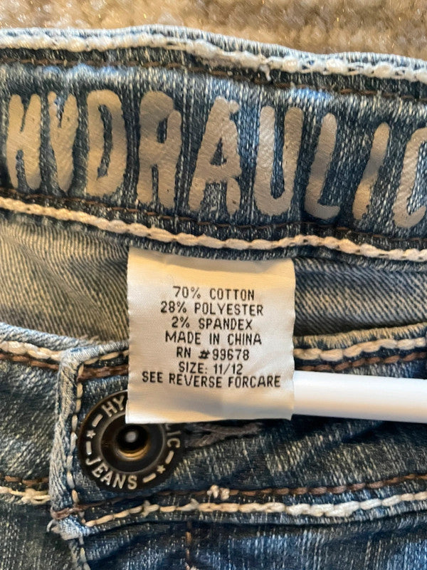 Jupe dentelle y2k custom handmade grunge goth emo skirt jean taille L n•334