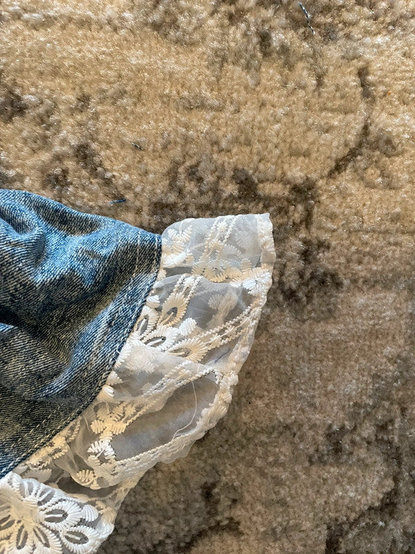 Jupe dentelle y2k custom handmade grunge goth emo skirt jean taille S n•337