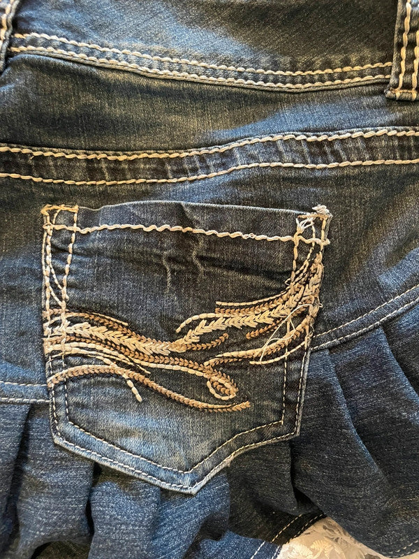 Jupe dentelle y2k custom handmade grunge goth emo skirt jean taille S n•338