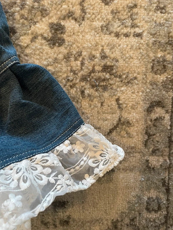 Jupe dentelle y2k custom handmade grunge goth emo skirt jean taille M n•339