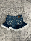 Jupe dentelle y2k custom handmade grunge goth emo skirt jean taille S n•340