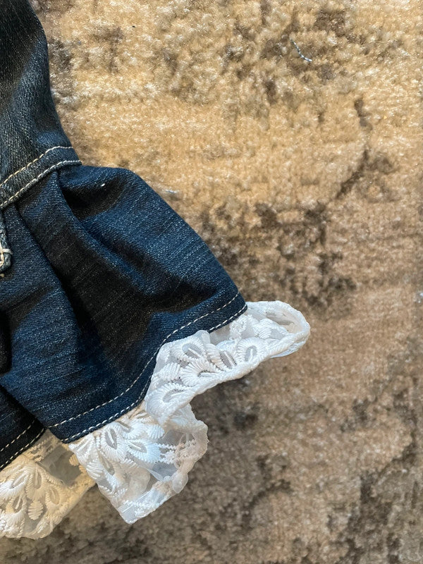 Jupe dentelle y2k custom handmade grunge goth emo skirt jean taille S n•340