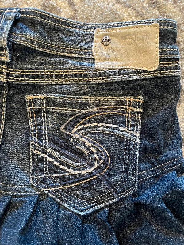 Jupe dentelle y2k custom handmade grunge goth emo skirt jean taille S n•341