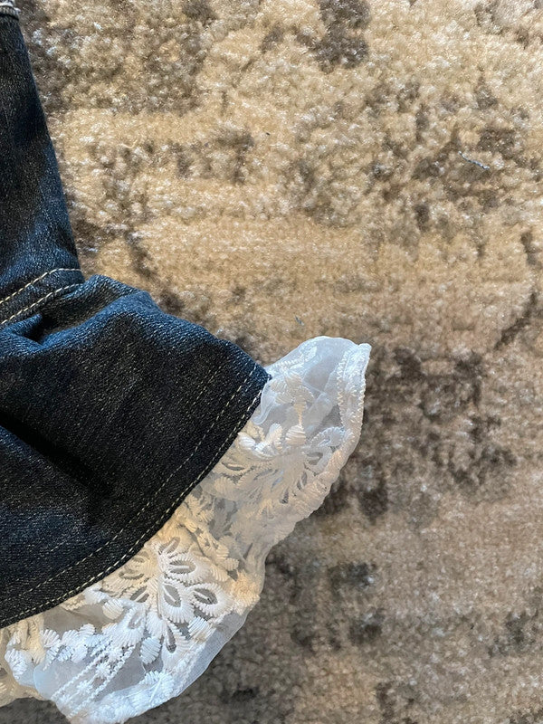 Jupe dentelle y2k custom handmade grunge goth emo skirt jean taille S n•341