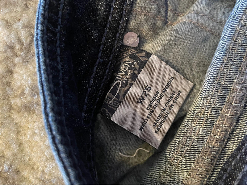 Jupe dentelle y2k custom handmade grunge goth emo skirt jean taille S n•341