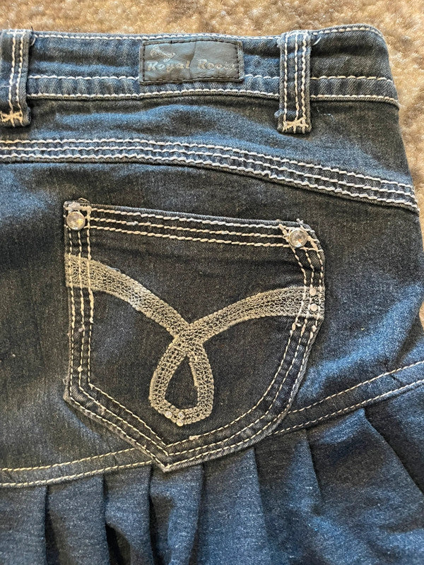 Jupe dentelle y2k custom handmade grunge goth emo skirt jean taille M n•342