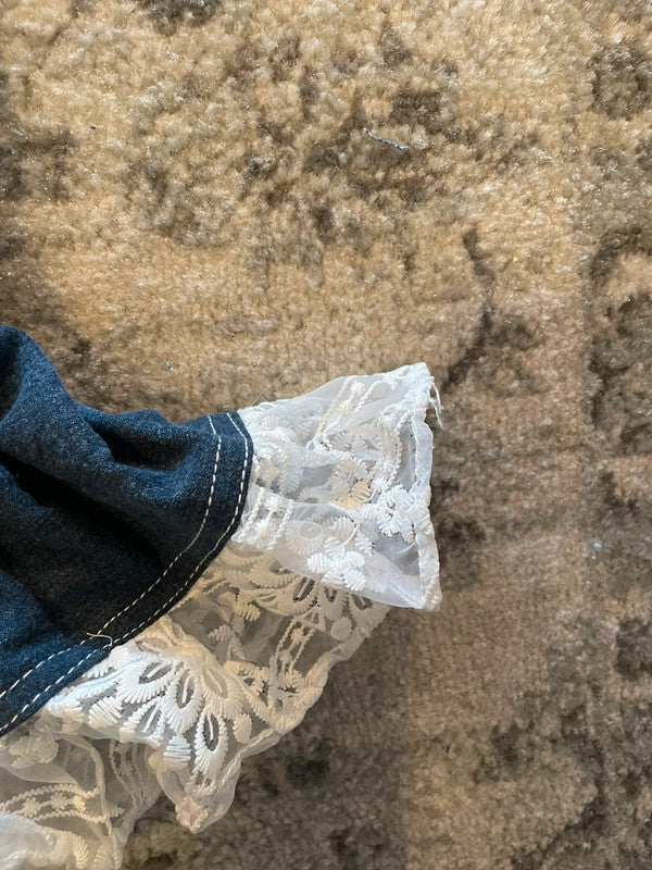 Jupe dentelle y2k custom handmade grunge goth emo skirt jean taille M n•342