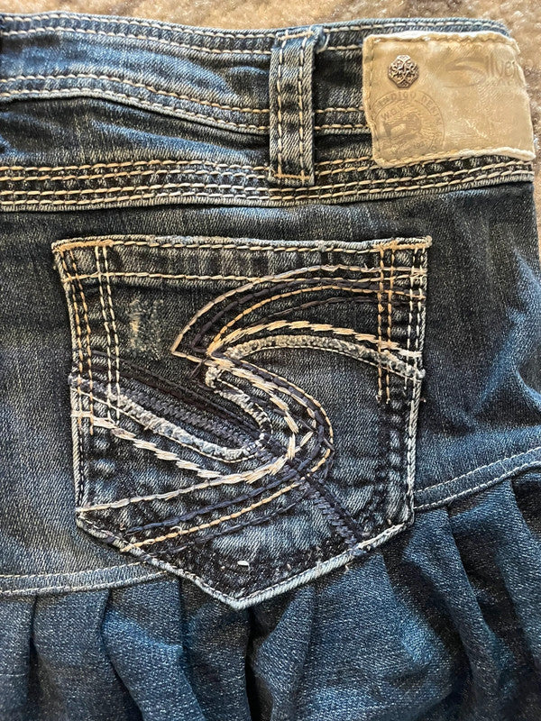 Jupe dentelle y2k custom handmade grunge goth emo skirt jean taille L n•343