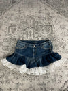 Jupe dentelle y2k custom handmade grunge goth emo skirt jean taille L n•343