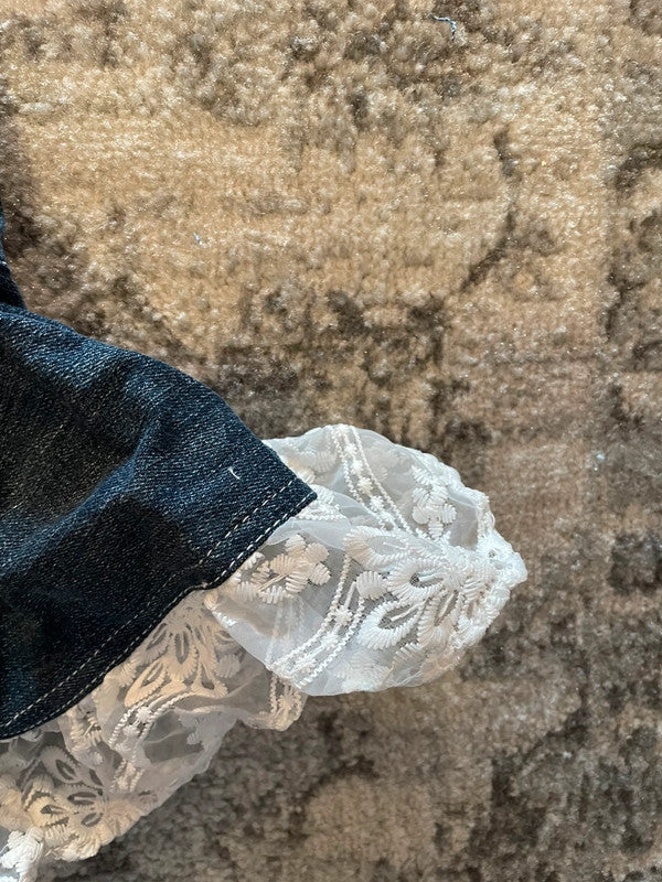 Jupe dentelle y2k custom handmade grunge goth emo skirt jean taille L n•343