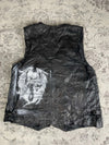 Veste en cuir sans manche style motard handmade streetwear y2k peinture moto XL n•375