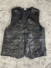 Veste en cuir sans manche style motard handmade streetwear y2k peinture moto XL n•375