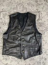 Veste en cuir sans manche style motard handmade streetwear y2k peinture moto XL n•376