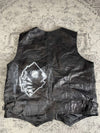 Veste en cuir sans manche style motard handmade streetwear y2k peinture moto XXL n•377