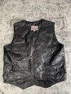 Veste en cuir sans manche style motard handmade streetwear y2k peinture moto XXL n•377