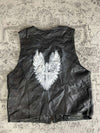 Veste en cuir sans manche style motard handmade streetwear y2k peinture moto M n•378
