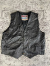 Veste en cuir sans manche style motard handmade streetwear y2k peinture moto L n•379