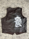 Veste en cuir sans manche style motard handmade streetwear y2k peinture moto XL n•380