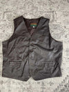 Veste en cuir sans manche style motard handmade streetwear y2k peinture moto XL n•380