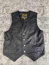Veste en cuir sans manche style motard handmade streetwear y2k peinture moto L n•381