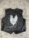 Veste en cuir sans manche style motard handmade streetwear y2k peinture moto XL n•382