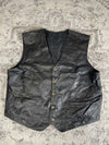 Veste en cuir sans manche style motard handmade streetwear y2k peinture moto XL n•382