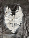 Veste en cuir sans manche style motard handmade streetwear y2k peinture moto XL n•382