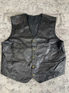 Veste en cuir sans manche style motard handmade streetwear y2k peinture moto XL n•382