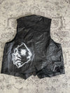 Veste en cuir sans manche style motard handmade streetwear y2k peinture moto XL n•383