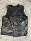 Veste en cuir sans manche style motard handmade streetwear y2k peinture moto XXL n•384