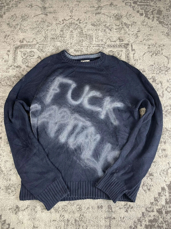 Sweat pull skater handmade streetwear style goth emo alt y2k peinture crewneck hiphop XL n•385