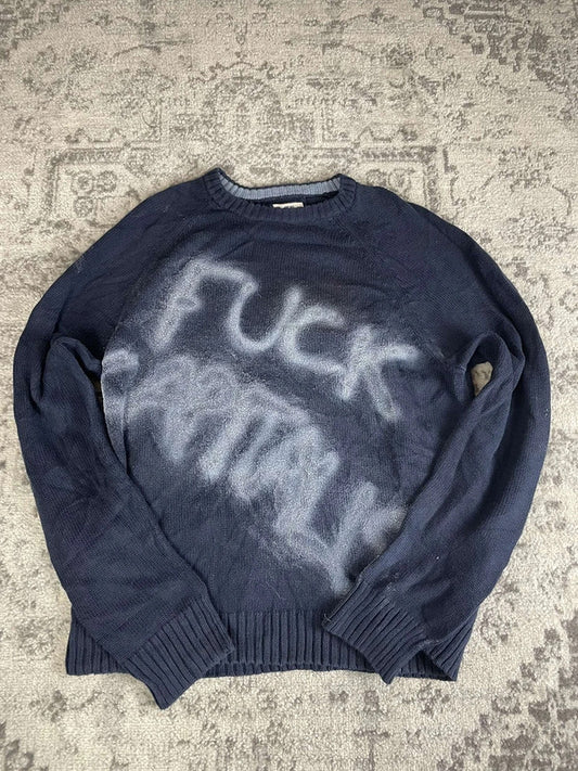 Sweat pull skater handmade streetwear style goth emo alt y2k peinture crewneck hiphop XL n•385