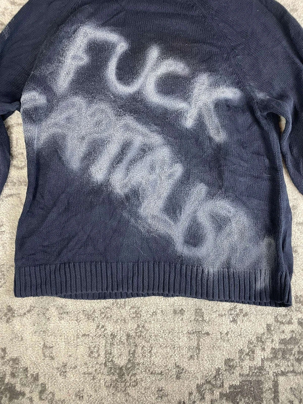 Sweat pull skater handmade streetwear style goth emo alt y2k peinture crewneck hiphop XL n•385