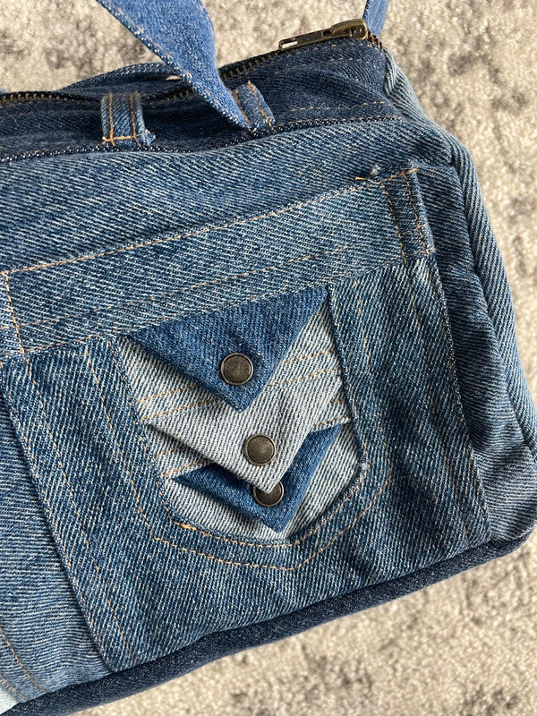 Sac à main en jean handmade multi-pocket upcyclé retravaillé en jean premium 100% Cotton