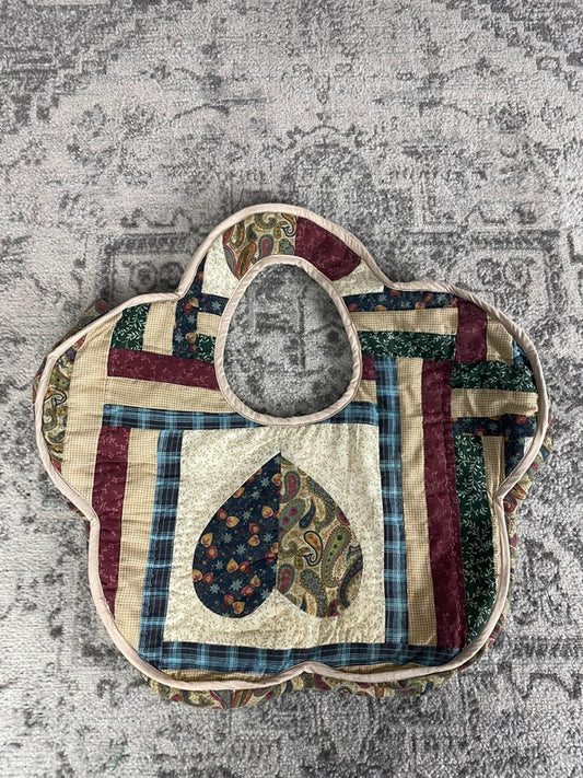 Sac fourre tout en toile matelassé en forme de fleur handmade upcyclé retravaillé premium n•346