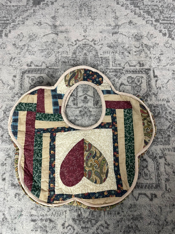 Sac fourre tout en toile matelassé en forme de fleur handmade upcyclé retravaillé premium n•346