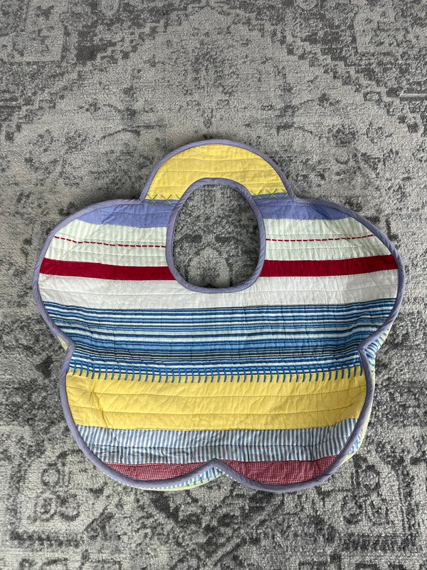 Sac fourre tout en toile matelassé en forme de fleur handmade upcyclé retravaillé premium n•347